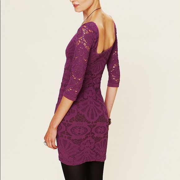 Free People Crochet Floral Lace Seamless Bodycon Mini Slip Dress - Picture 4 of 7